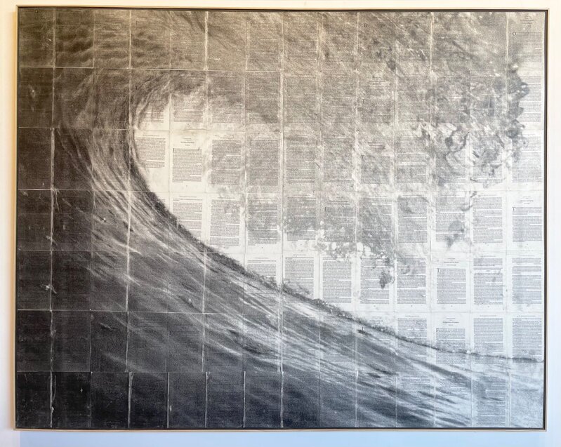 Mike Saijo, ‘Big Wave’, 2020, Mixed Media, Toner on book pages of Meher Baba’s Intuition, bG Gallery