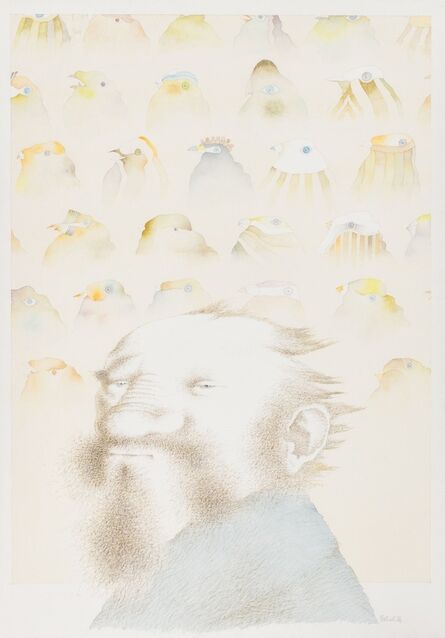 Tullio Pericoli, ‘R. e gli uccelli’, 1984