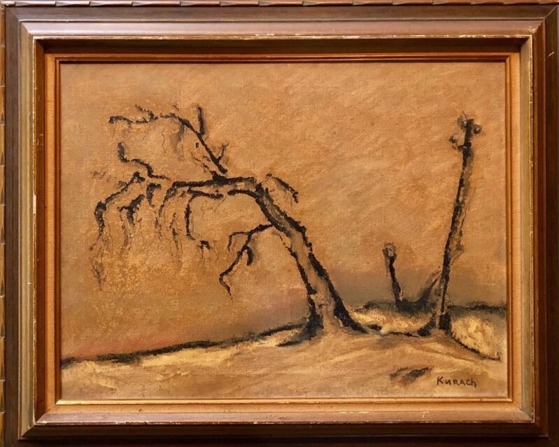 Ivan Kurach, ‘Silenzio No19, Lonely Tree. Italian Expressionist, Surrealist Oil Painting’, Mid-20th Century, Painting, Gouache, Lions Gallery