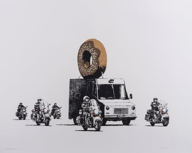 Banksy, ‘Donuts (Special Edition - Chocolate)’, 2009, Print, The rare and important screenprint with extensive hand-colouring in coloured pencil, Forum Auctions