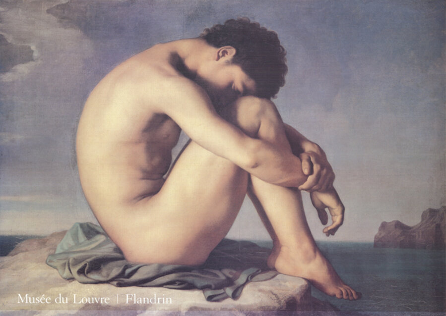 Hippolyte Flandrin - Portrait by the Sea - 1989 Offset Lithograph 38.75" x 54.75"