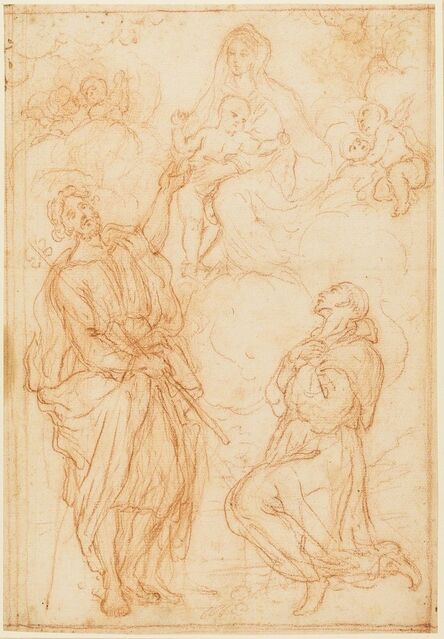 ‘The Madonna and Child appearing to Saint James and a kneeling monk’