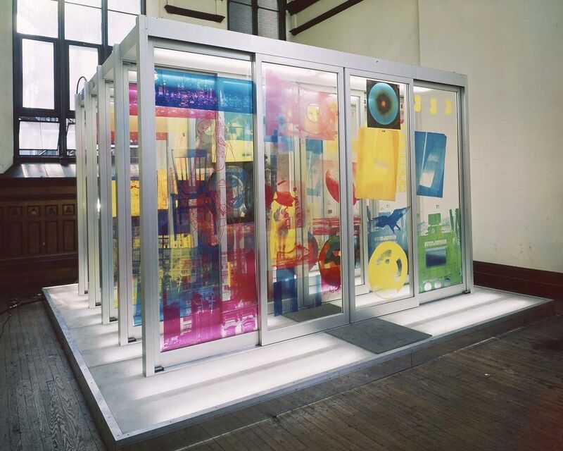 Robert Rauschenberg, ‘Solstice’, 1968, Silkscreen ink on motorized Plexiglas doors in metal frame mounted on platform with concealed electric lights and electronic components, Robert Rauschenberg Foundation