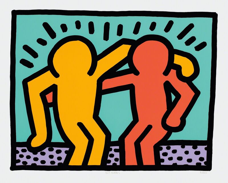 Keith Haring, ‘Best Buddies’, 1990, Print, Screenprint in colors, on wove paper, with full margins., Phillips