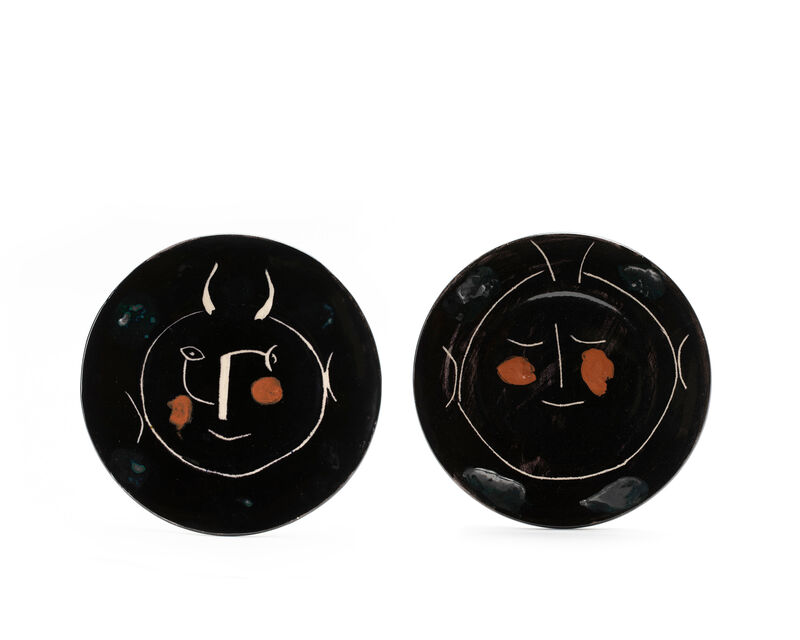 Pablo Picasso, ‘Two "Black Face" service plates from the dinnerware series’, 1950s, Design/Decorative Art, Earthenware with colored engobe, John Moran Auctioneers