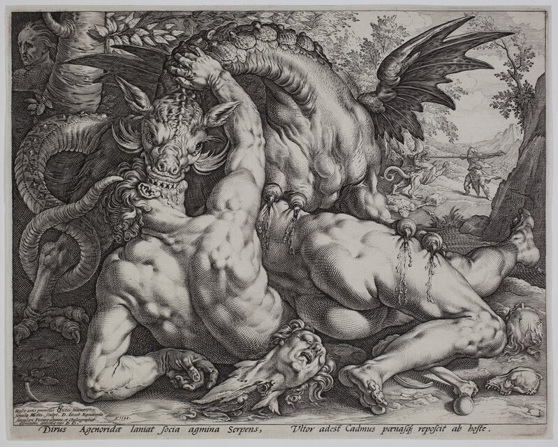 Hendrick Goltzius, ‘The Dragon devouring the Companions of Cadmus’, 1588, Print, Engraving, Sarah Sauvin