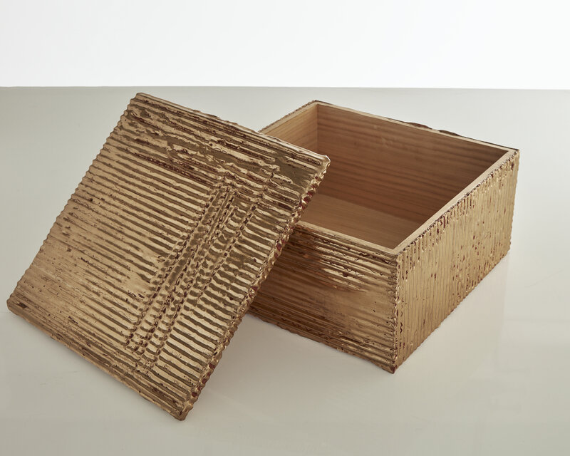 Nancy Lorenz, ‘Moon Gold Box’, 2018, Sculpture, Moon gold leaf, cardboard and paulownia wood, Museum of Arts and Design Benefit Auction