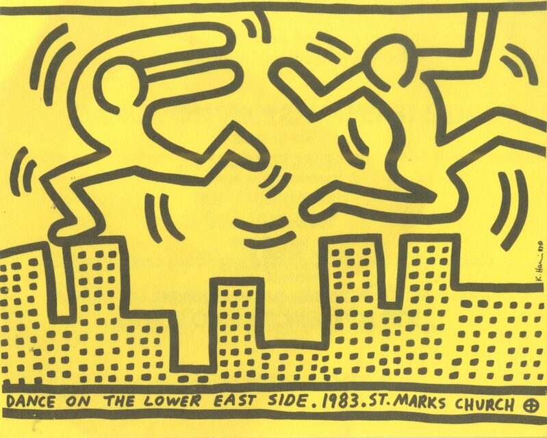 Keith Haring, ‘Dance on the Lower East Side ’, 1983, Ephemera or Merchandise, Rare offset lithograph folded Invitation. Unframed, Alpha 137 Gallery