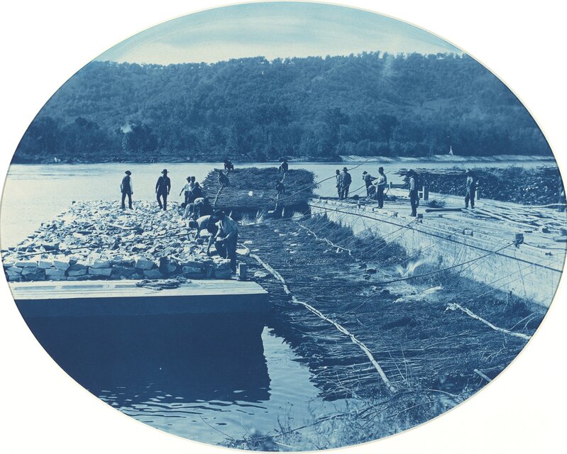 Henry Peter Bosse, ‘Construction of Rock and Brush Dam, L.W. 1891’, 1891, Photography, Cyanotype, National Gallery of Art, Washington, D.C.