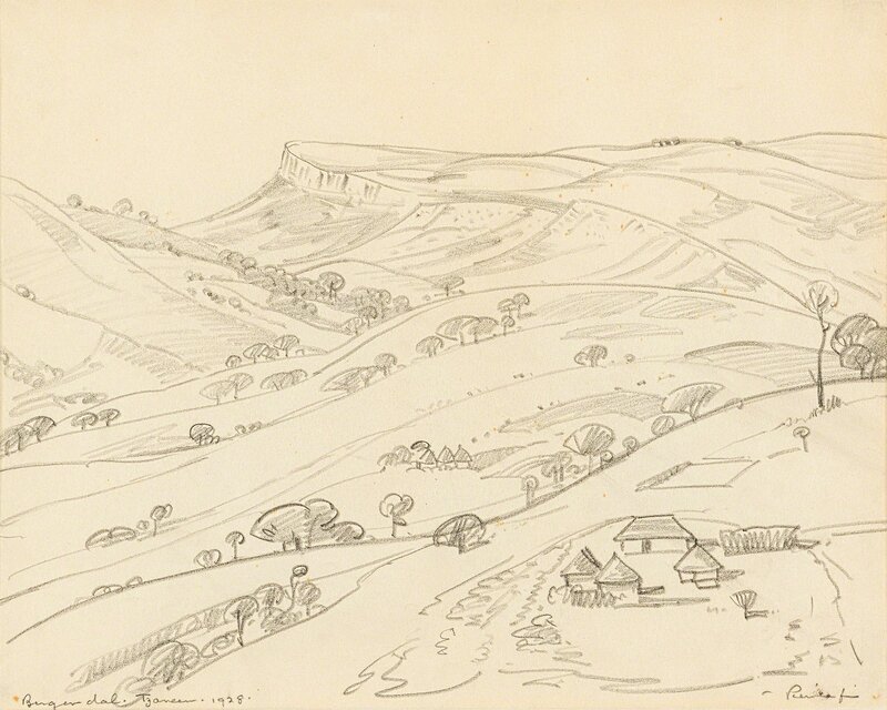 J. H. Pierneef, ‘Bergendal, Tzaneen’, 1928, Drawing, Collage or other Work on Paper, Pencil on paper, Strauss & Co