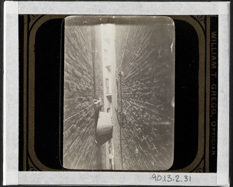 Jacob A. Riis, ‘Bath-tub in airshaft’, ca. 1897, Photography, Gelatin silver transparency, Museum of the City of New York