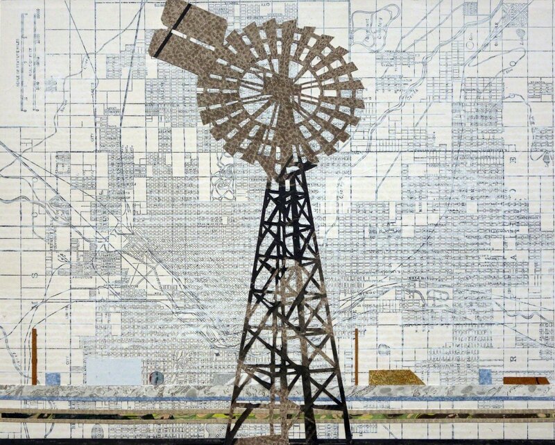 William Steiger, ‘Windmill’, 2018, Drawing, Collage or other Work on Paper, Cut paper, found paper, vintage map, gouache, glue, Margaret Thatcher Projects