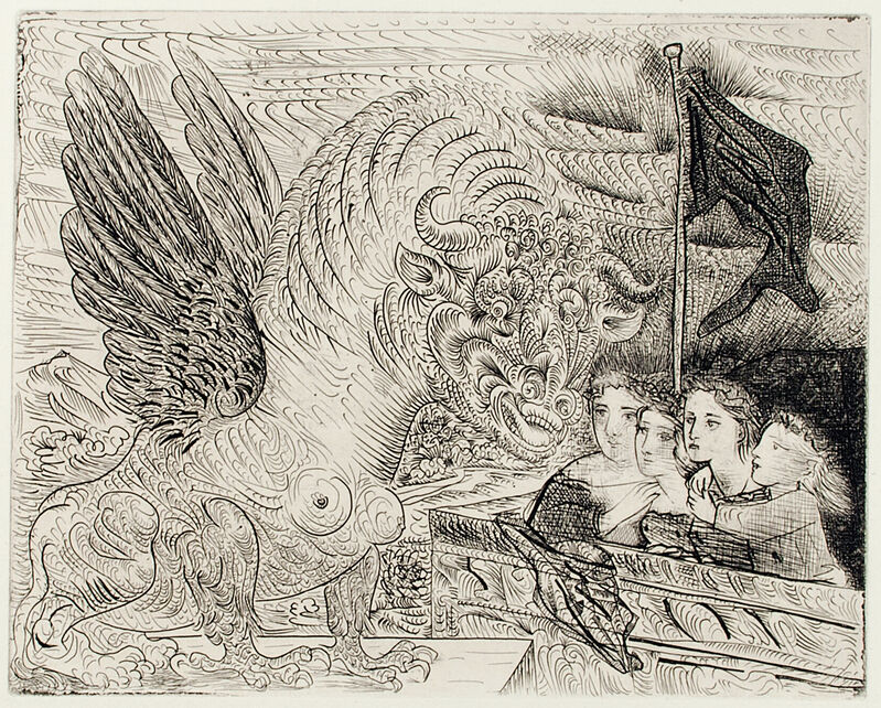 Pablo Picasso, ‘TAUREAU AILÉ CONTEMPLÉ PAR QUATRE ENFANTS (B. 229; G/B 444; S.V. 13)’, 1934, Print, Etching on Montval laid paper, Marc Rosen Fine Art Ltd