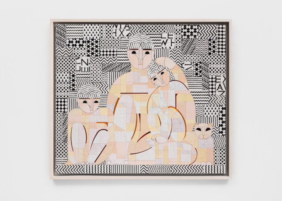 Father with Children and Cat