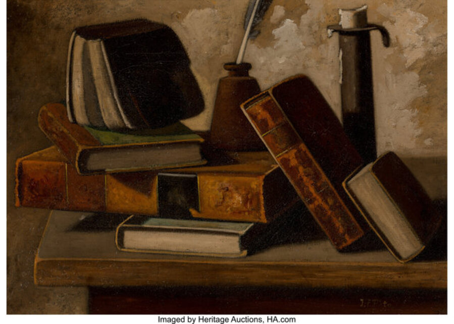 Still Life with Books, Inkpot, and Candlestick