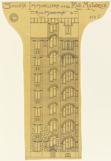 Hector Guimard, ‘Elevation of an Apartment Building, Société Immobilière, rue Moderne (now rue Agar)’, 1909-1911