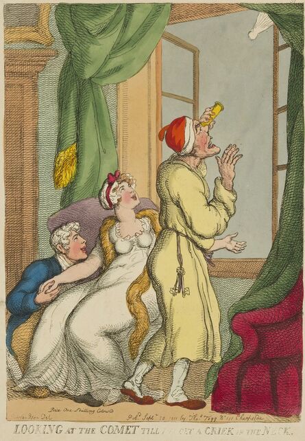 Thomas Rowlandson, ‘Looking At The Comet Till You Get A Criek [sic] In The Neck’, 1811