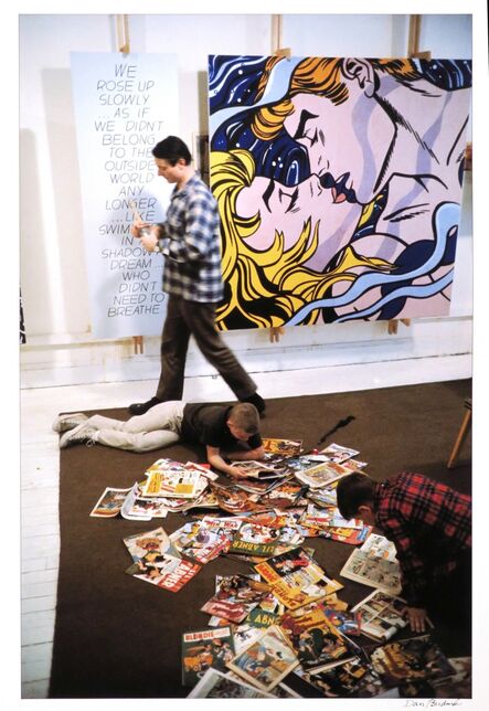 Dan Budnik, ‘Roy Lichtenstein with his sons David and Mitchell, West 26th Street Studio, New York, 1964, with We Rose Up Slowly ’, 1964
