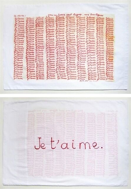 Louise Bourgeois, ‘Red Room (Parents) detail with text "Je T'aime" (double sided) textile’, 2009