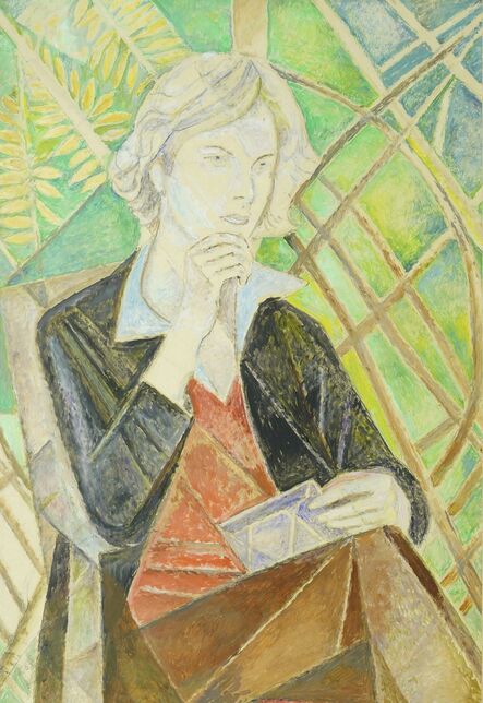 Marie Vorobieff Marevna, ‘Portrait of Alexandra Kulman, seated in a garden’, 1975