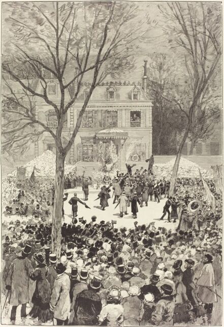 Daniel Vierge, ‘Manifestation populaire du 27 Février pour fêter le 80 année de Victor Hugo’, 1881