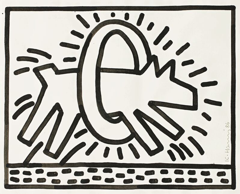 Keith Haring, ‘Untitled’, 1986, Drawing, Collage or other Work on Paper, Sumi ink on paper, Opera Gallery