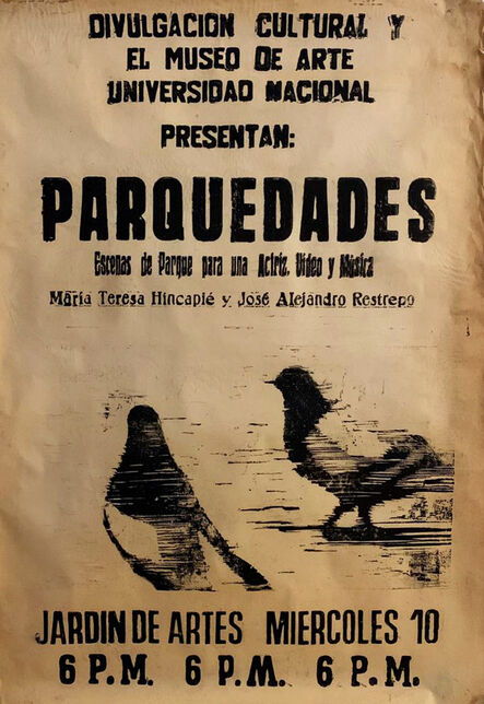 María Teresa Hincapié, ‘Parquedades: park scenes for an actress, video and music (Poster)’, 1987