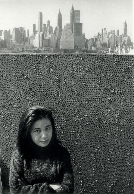 Yayoi Kusama, ‘Yayoi Kusama with one of her Infinity Net paintings in New York’, ca. 1961