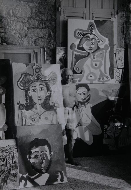 Lucien Clergue, ‘<무쟁 스튜디오의 피카소Picasso in His Studio with Sam and Jane Kootz, ca.>’, 1965