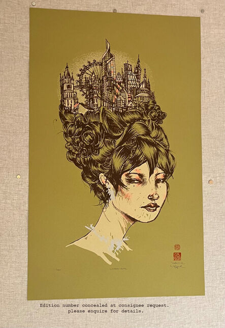 David Choe, ‘London Girl (Screen print with Colour Pencil embellishments)’, 2008