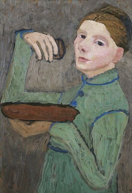 Paula Modersohn-Becker, ‘Selbstbildnis, eine Schale und ein Glas haltend (Self-Portrait with a Bowl and a Glass)’, c. 1904