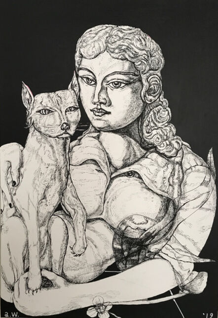 Adrian Wiszniewski, ‘Woman with Cat’, 2019