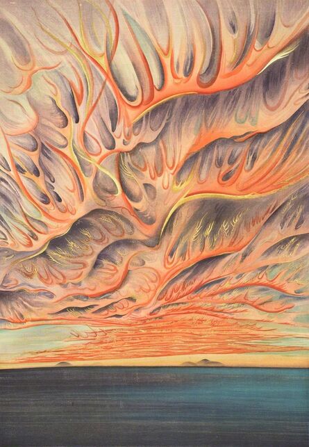 Chiura Obata, ‘Setting Sun on Sacramento Valley, California’, 1930
