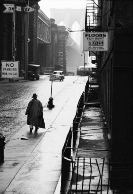 Erich Hartmann, ‘Man walking toward Brooklyn bridge’, 1955