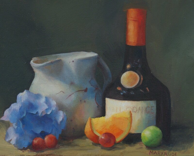 Mary Rose O'Connell, ‘Arrangement with Blue and Orange’, ca. 2018, Painting, Oil, Copley Society of Art