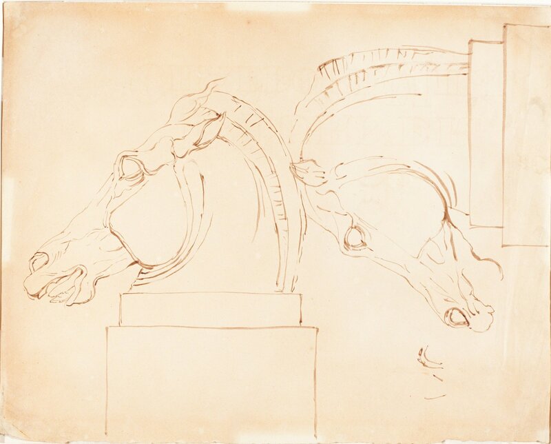 William Etty, ‘The Horse of Selene from the Elgin Marbles [recto]’, after 1807, Drawing, Collage or other Work on Paper, Pen and brown ink on wove paper, National Gallery of Art, Washington, D.C.