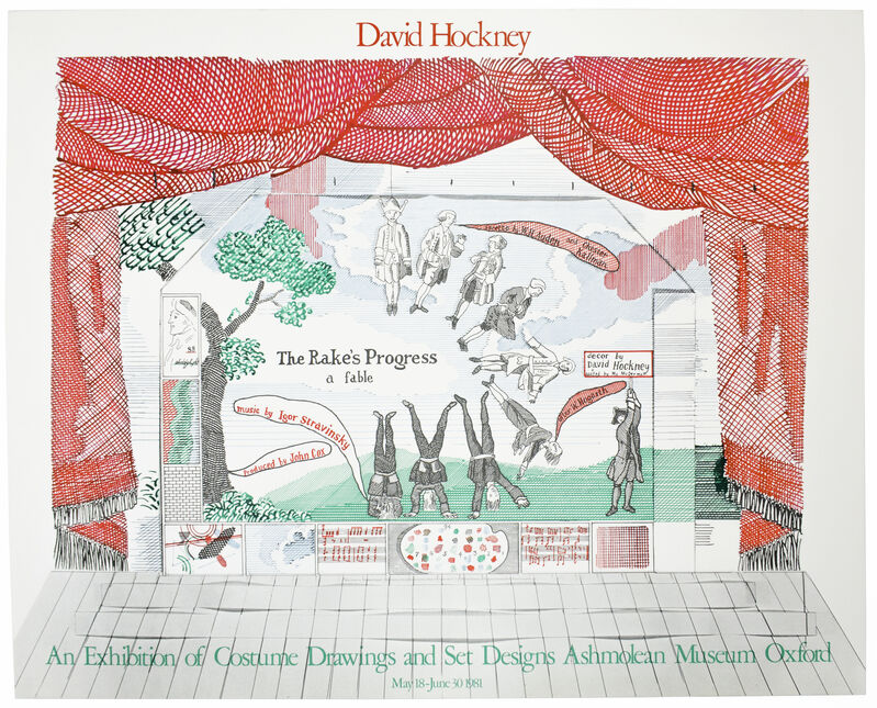 David Hockney, ‘Ashmolean Museum 1981 (Curtain for The Rake’s Progress Epilogue 1974-75)’, 1981, Posters, Offset lithograph on matte paper, Petersburg Press 