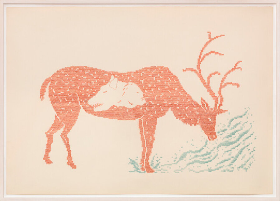 Disegni di rimettaggio - Cervo alla fonte (lupo)