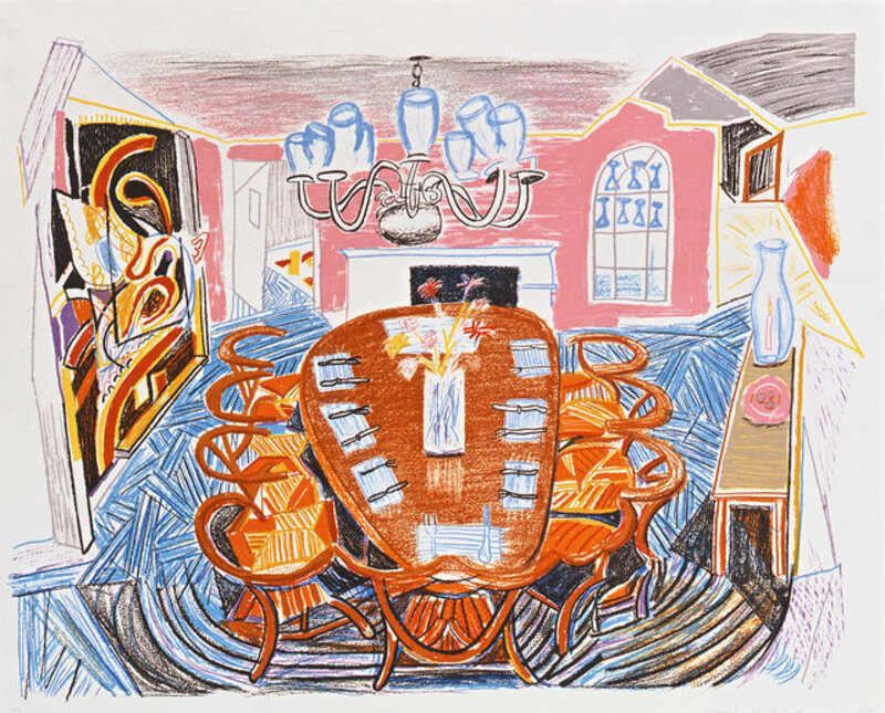David Hockney, ‘Tyler Dining Room’, 1984, Print, Lithograph on white TGL handmade paper, Vertu Fine Art