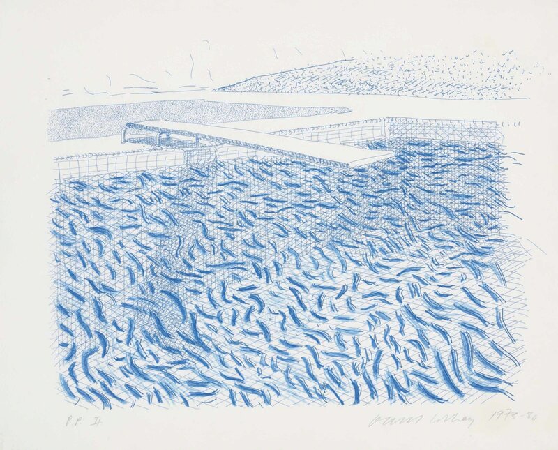 David Hockney, ‘Lithographic water made of lines and crayon’, 1978-80, Print, Lithograph printed in blue on TGL handmade paper, Christie's