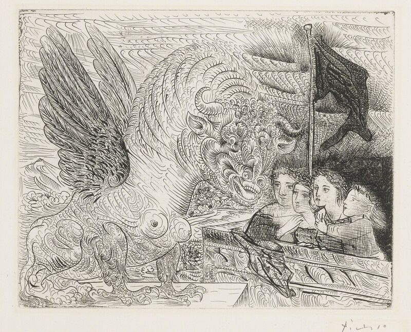 Pablo Picasso, ‘Taureau ailé contemplé par quatre enfants (B. 229; Ba. 444)’, 1934, Print, Etching, Sotheby's