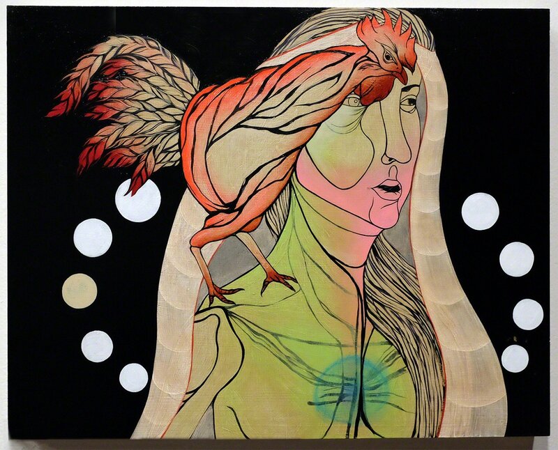 Jennifer Caviola (CAKE), ‘Rooster Bride’, 2013-2014, Painting, Acrylic on wood panel, ANNO DOMINI