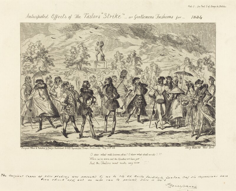 George Cruikshank, ‘Anticipated Effects of the Tailors' "Strike"’, 1834, Print, Etching (restrike), National Gallery of Art, Washington, D.C.