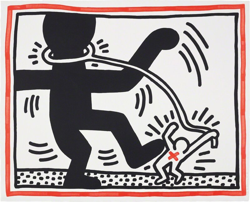 Keith Haring, ‘Untitled, from Free South Africa’, 1985, Print, Lithograph in black and red, on BFK Rives paper, with full margins., Phillips