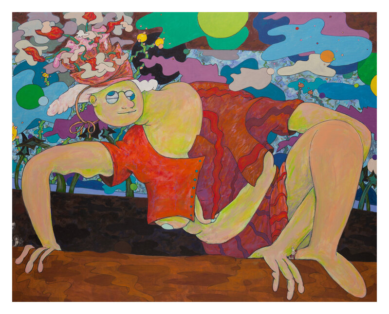 Gladys Nilsson, ‘Even Bigger Birthday Gladys’, 2020, Painting, Acrylic and paper collage on canvas, Garth Greenan Gallery