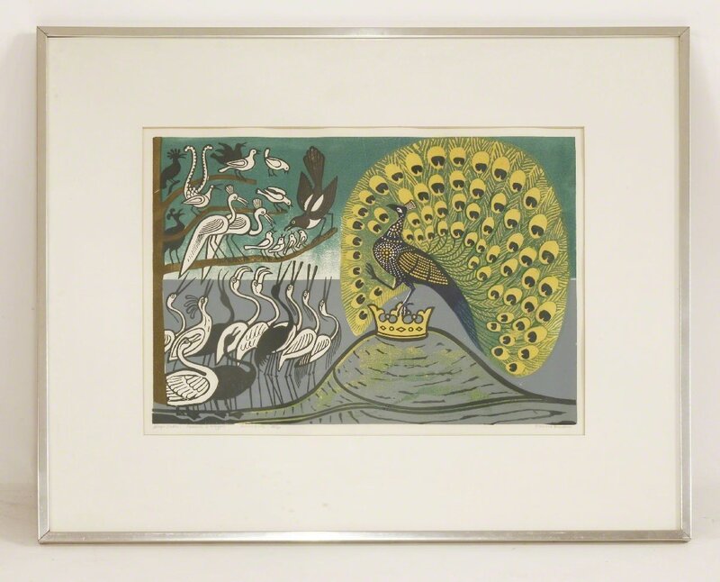 Edward Bawden, ‘'AESOP'S FABLES: PEACOCK AND MAGPIE'’, Print, Linocut, Sworders