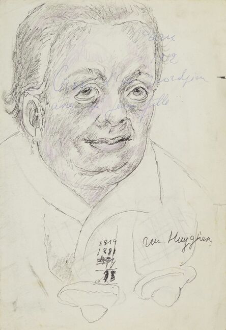 Marie Vorobieff Marevna, ‘Portrait of Diego Rivera, head and shoulders (recto) and Nude female and officer (verso)’