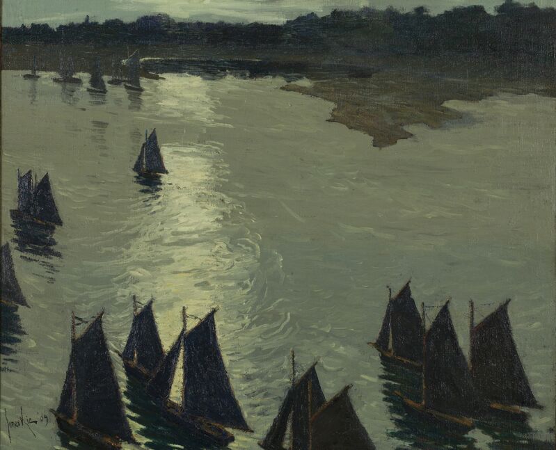 Jonas Lie, ‘Harbor Scene, Cape Ann’, 1909, Painting, Oil on rough-weave linen, Montclair Art Museum