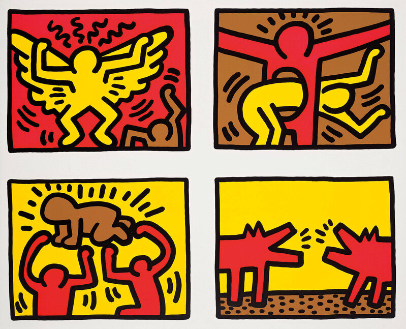 Keith Haring, ‘Untitled, 1989, Pop Shop Quad IV’, 1997, Print, Screen Print, Oliver Clatworthy Gallery Auction