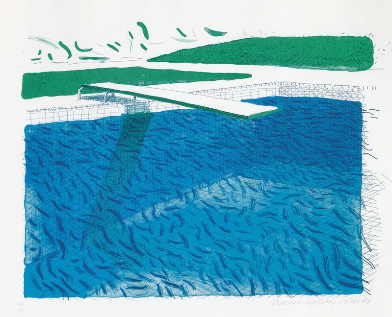 David Hockney, ‘Lithographic Water Made of Lines, Crayon, and Two Blue Washes’, 1980, Print, Lithograph in colors on TGL handmade paper, Christie's